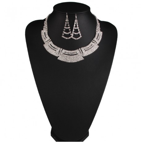 Necklace and Earrings Crystal Jewelry Set for Wedding Bride Bridesmaids
