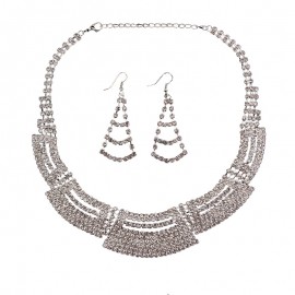 Necklace and Earrings Crystal Jewelry Set for Wedding Bride Bridesmaids 