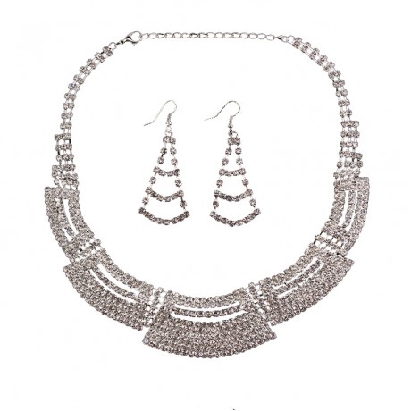 Necklace and Earrings Crystal Jewelry Set for Wedding Bride Bridesmaids