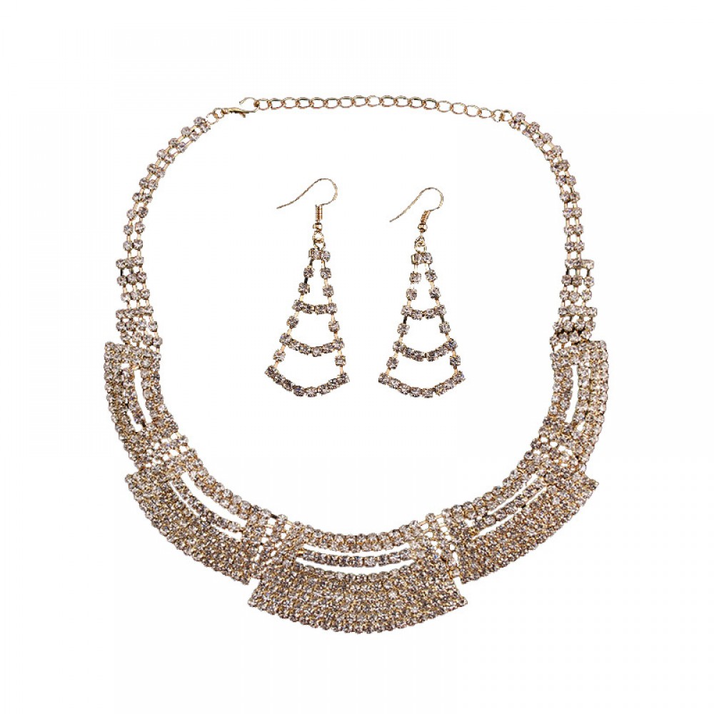 Necklace and Earrings Crystal Jewelry Set for Wedding Bride Bridesmaids