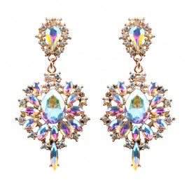 New Fashion Earrings Vintage Big Crystal Flower Drop Earring Statement Jewelry For Women 