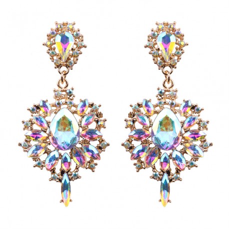 New Fashion Earrings Vintage Big Crystal Flower Drop Earring Statement Jewelry For Women 