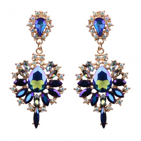 New Fashion Earrings Vintage Big Crystal Flower Drop Earring Statement Jewelry For Women 