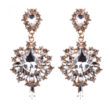 New Fashion Earrings Vintage Big Crystal Flower Drop Earring Statement Jewelry For Women 