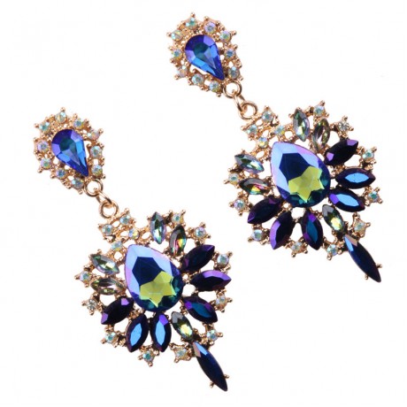 New Fashion Earrings Vintage Big Crystal Flower Drop Earring Statement Jewelry For Women 