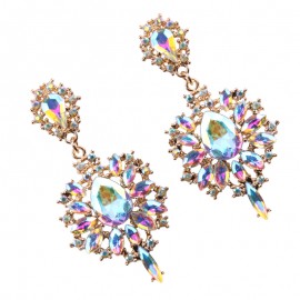 New Fashion Earrings Vintage Big Crystal Flower Drop Earring Statement Jewelry For Women  