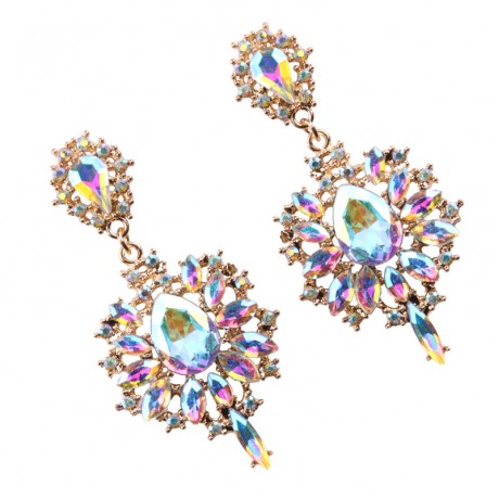 New Fashion Earrings Vintage Big Crystal Flower Drop Earring Statement Jewelry For Women 