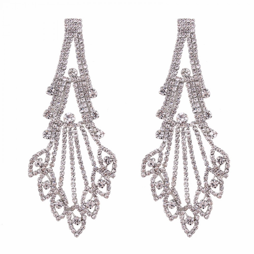 Fashion Jewelry Earring Luxury Elegant Rhinestone Drop Earring for Women, Brides, Bridesmaids
