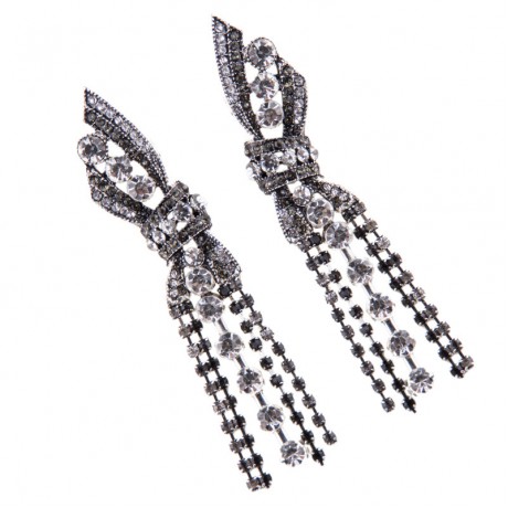 Fashion Tassel Bow Earring Dangle Drop Crystal Dinner Earrings Trendy Beautiful Wedding Earrings  