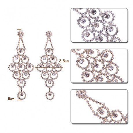 Elegant Flower Dangle Earrings Crystal Beads Earrings Long Drop Earrings For Women
