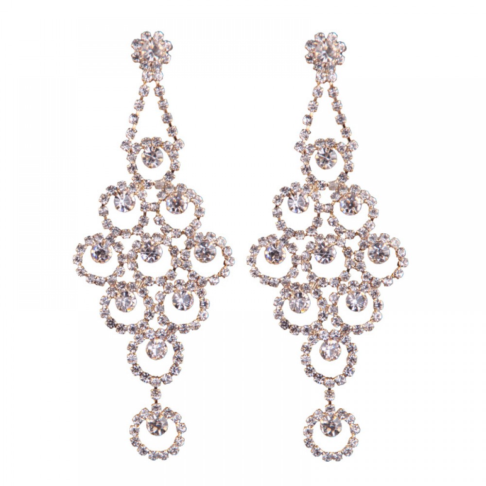 Elegant Flower Dangle Earrings Crystal Beads Earrings Long Drop Earrings For Women