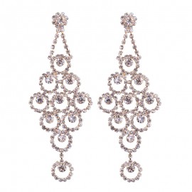 Elegant Flower Dangle Earrings Crystal Beads Earrings Long Drop Earrings For Women