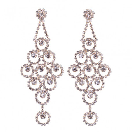 Elegant Flower Dangle Earrings Crystal Beads Earrings Long Drop Earrings For Women