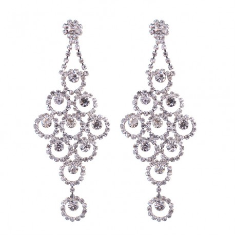 Elegant Flower Dangle Earrings Crystal Beads Earrings Long Drop Earrings For Women
