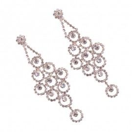 Elegant Flower Dangle Earrings Crystal Beads Earrings Long Drop Earrings For Women 