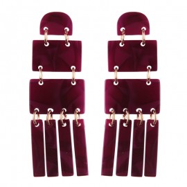 Jewelry Geometric Irregular Shaped Earrings Rectangle Layered Tassels Big Earrings 