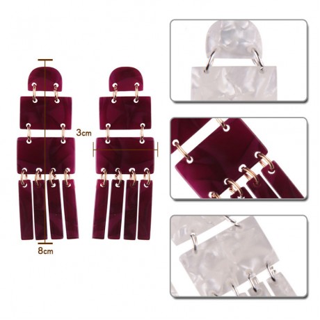 Jewelry Geometric Irregular Shaped Earrings Rectangle Layered Tassels Big Earrings