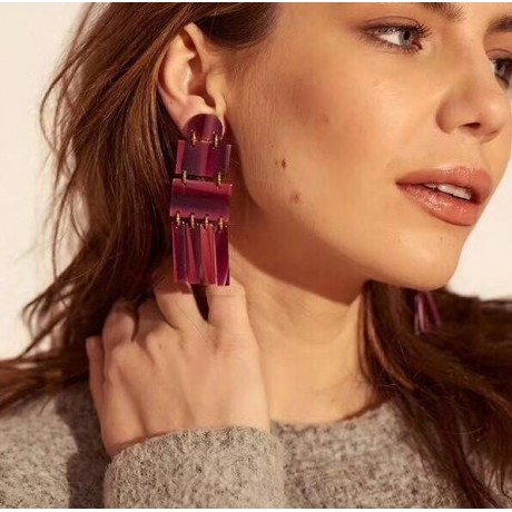 Jewelry Geometric Irregular Shaped Earrings Rectangle Layered Tassels Big Earrings