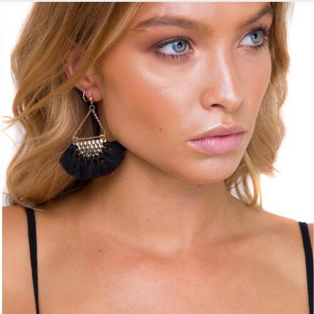 Tassel Dangle Fringing Earrings Ethnic Fringe Drop Earring for Women Girls