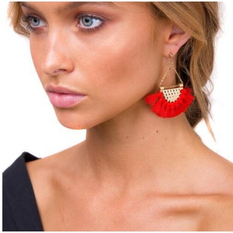 Tassel Dangle Fringing Earrings Ethnic Fringe Drop Earring for Women Girls