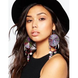 Handmade Beaded Tassel Dangle Earrings Long Fringe Statement Earrings Jewelry for Women Girls 