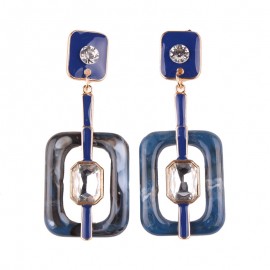 Fashion Earrings Square Shaped Dangle Earrings with Gemstone Unique Women's Earrings Jewelry