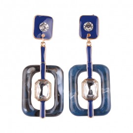 Fashion Earrings Square Shaped Dangle Earrings with Gemstone Unique Women's Earrings Jewelry 