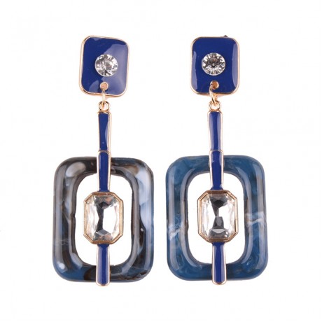 Fashion Earrings Square Shaped Dangle Earrings with Gemstone Unique Women's Earrings Jewelry