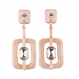 Fashion Earrings Square Shaped Dangle Earrings with Gemstone Unique Women's Earrings Jewelry 