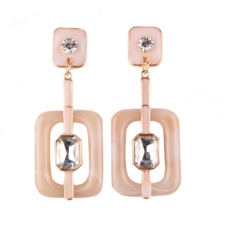 Fashion Earrings Square Shaped Dangle Earrings with Gemstone Unique Women's Earrings Jewelry