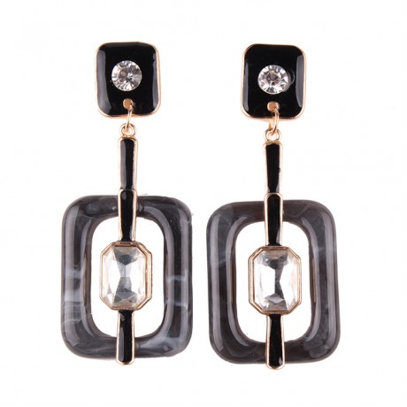 Fashion Earrings Square Shaped Dangle Earrings with Gemstone Unique Women's Earrings Jewelry