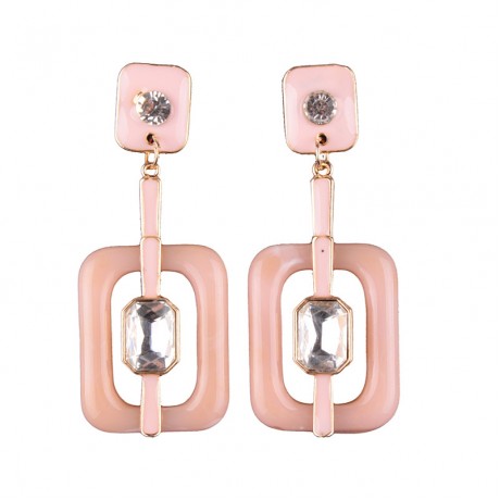 Fashion Earrings Square Shaped Dangle Earrings with Gemstone Unique Women's Earrings Jewelry
