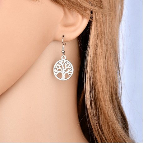 Tree of Life Charm Earrings Round Shape Metal Dangle Earrings Jewelry For Women Girls