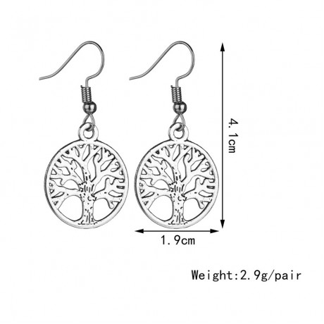 Tree of Life Charm Earrings Round Shape Metal Dangle Earrings Jewelry For Women Girls