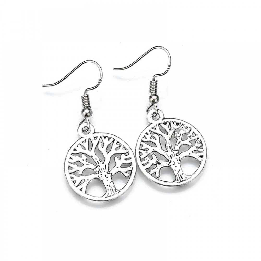 Tree of Life Charm Earrings Round Shape Metal Dangle Earrings Jewelry For Women Girls