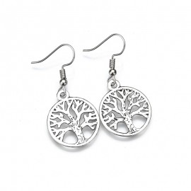 Tree of Life Charm Earrings Round Shape Metal Dangle Earrings Jewelry For Women Girls 
