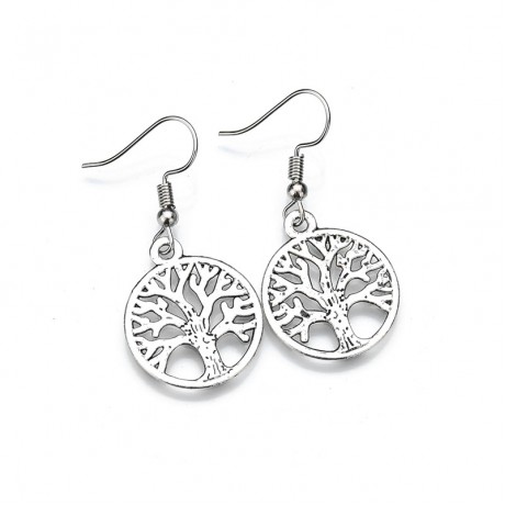 Tree of Life Charm Earrings Round Shape Metal Dangle Earrings Jewelry For Women Girls