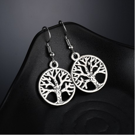 Tree of Life Charm Earrings Round Shape Metal Dangle Earrings Jewelry For Women Girls