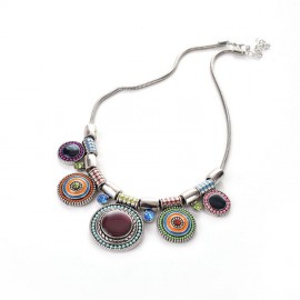 Bohemian Round Necklace Vintage Ethnic Pendant for Women   