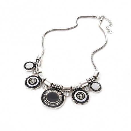 Bohemian Round Necklace Vintage Ethnic Pendant for Women  