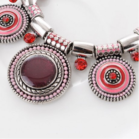 Bohemian Round Necklace Vintage Ethnic Pendant for Women  