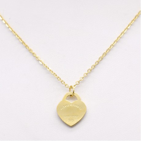 18K Gold Plated Stainless Steel Heart Shape Pendant Necklace for Women