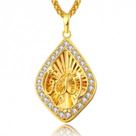 18K Gold Plated Diamond Pendant 925 Sterling Silver Muslim Allah Pendant For Women 