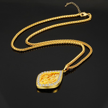 18K Gold Plated Diamond Pendant 925 Sterling Silver Muslim Allah Pendant For Women