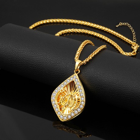 18K Gold Plated Diamond Pendant 925 Sterling Silver Muslim Allah Pendant For Women