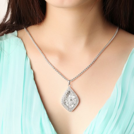 18K Gold Plated Diamond Pendant 925 Sterling Silver Muslim Allah Pendant For Women