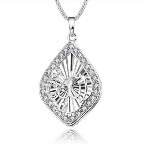 18K Gold Plated Diamond Pendant 925 Sterling Silver Muslim Allah Pendant For Women