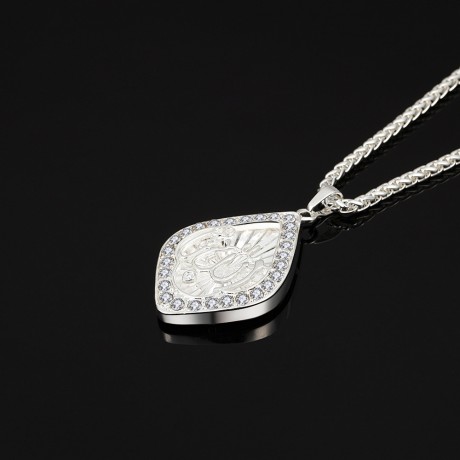 18K Gold Plated Diamond Pendant 925 Sterling Silver Muslim Allah Pendant For Women