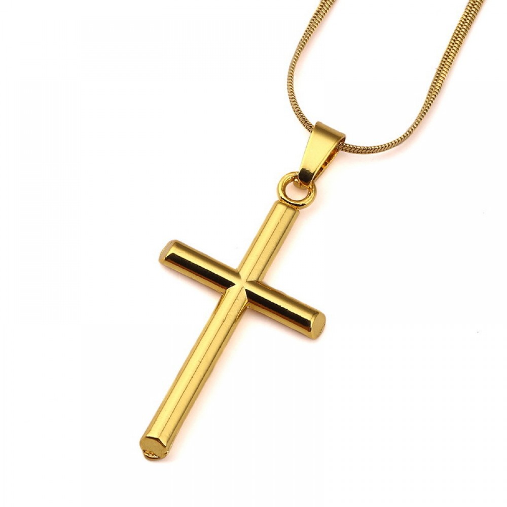 Hip Hop Style 18K Gold Necklace Cross Rap Pendant For Men And Women