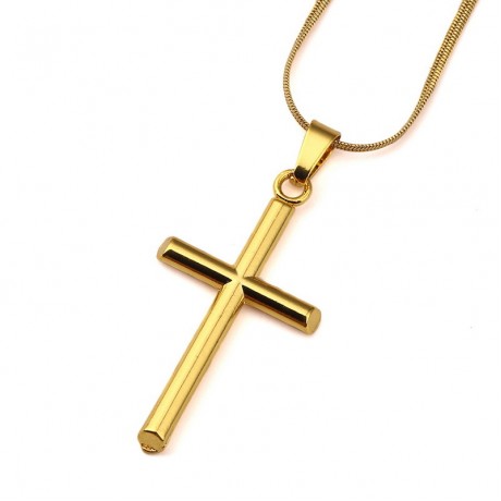 Hip Hop Style 18K Gold Necklace Cross Rap Pendant For Men And Women